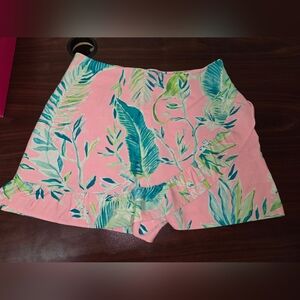 Lilly Pulitzer Pink and Green Leaf Print Skort